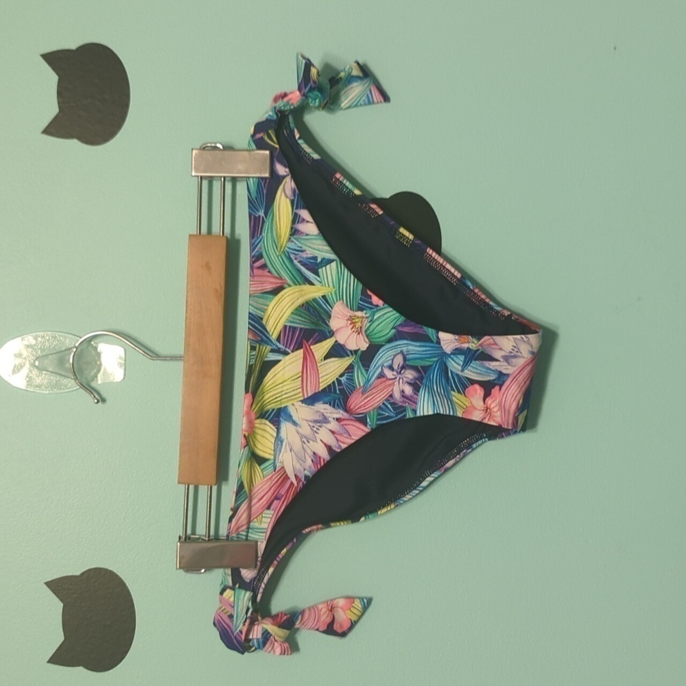 Oysho Bikini Classic Brief Tropical Print Side Tie Small New